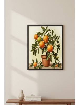 Safir Design Botanik Esintili Saksıda Portakal Tasarımlı Şık Çerçeveli Tablo