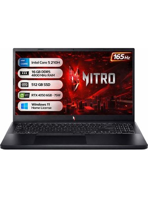 Acer Nitro V15 Core 5 210H 16GB Ddr5 512GB SSD RTX4050 6gb 75W W11 Home Us Klavye