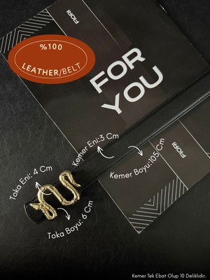 Fiori Hakiki 3cm Bombeli Yılan Tokalı Kadın Kemeri, Ceket Kemeri, Gömlek Kemeri, Elbise Kemeri