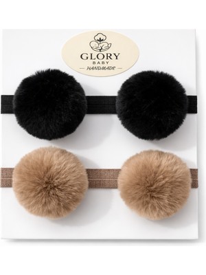 Glory Baby Kız Çocuk Bebek Ponponlu Bandana 2'li Set