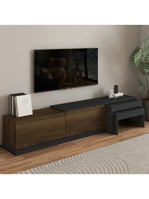 İnarch Dizayn Nest Tv Sehpası – Modern Tasarım,2 Kapaklı Depolama ve Ikili Zigon Sehpa ile Fonksiyonel Mobilya