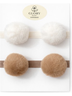 Glory Baby Kız Çocuk Bebek Ponponlu Bandana 2'li Set