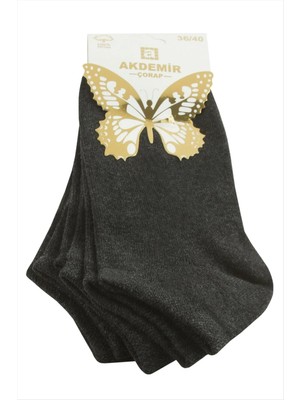 SiHako 3 Çift Koyu Gri Renkli Snekars Çorap