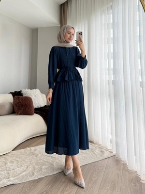 Miraydin Butik Kadın Fırfır Gömlekli Etekli Takım M2512 - Lacivert