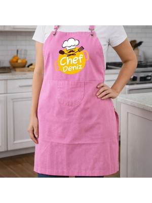 Bk Gift Kişiye Özel Isimli Pembe Mutfak Önlüğü -7, Aşçı ve Şef Önlüğü, Ev Hediyesi