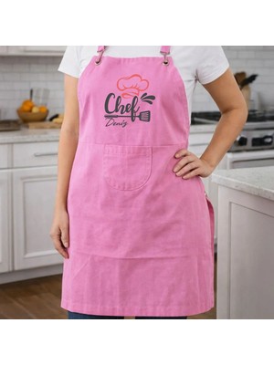 Bk Gift Kişiye Özel Isimli Pembe Mutfak Önlüğü -5, Aşçı ve Şef Önlüğü, Ev Hediyesi