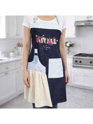 Bk Gift Kişiye Özel Anneler Günü Tasarımlı Pamuk Denim Havlu Detaylı Mutfak Önlüğü -6, Anneye Hediye, Anneler Günü Hediyesi