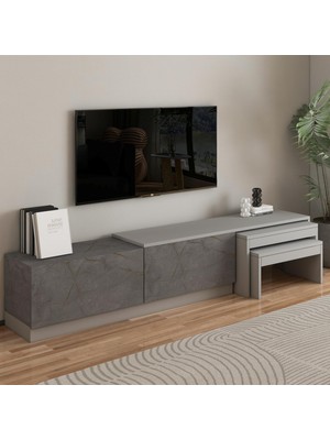 İnarch Dizayn Nest Tv Sehpası – Modern Tasarım,2 Kapaklı Depolama ve Ikili Zigon Sehpa ile Fonksiyonel Mobilya