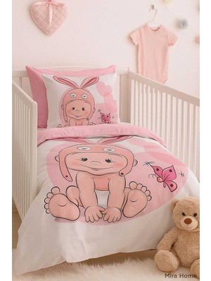 Rubby Avm Yenidoğan Kız Bebek Nevresim Takımı %100 Pamuklu Tavşan Kulak