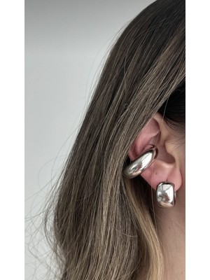 Les Séduisantes C.A. Kalın Bombeli Halka Kıkırdak Earcuff Altın Kaplama Küpe Vıp