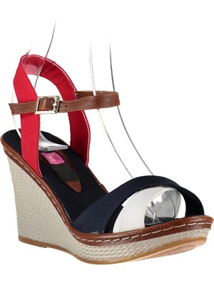 Fox Shoes Laci/Beyaz/Kırmızı Kadın Dolgu Topuklu Ayakkabı 9674040205