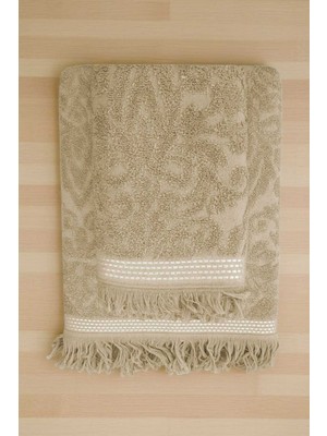 Rubby Avm 2 Parça Jakarlı Banyo Havlu Takımı %100 Pamuklu 90X150 cm Arden Bej