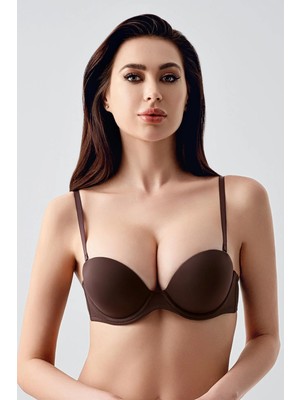 New Bra Kadın B Kap Çift Destekli Basic Sütyen | Kahve 7040