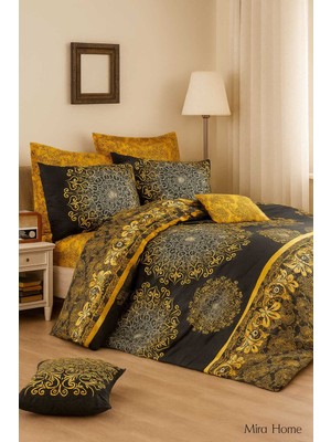 Rubby Avm Çift Kişilik Pamuklu Nevresim Takımı Varaklı Desenli