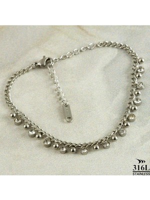 SiHako Zirkon Taşlı Lüks Çelik Bileklik