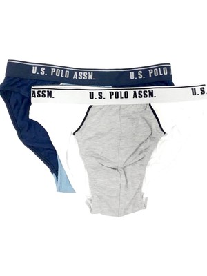 U.s. Polo Assn. 80187 Beyaz Gri-Laci Indigo Kalın Lastikli 2 Li Slip Külot