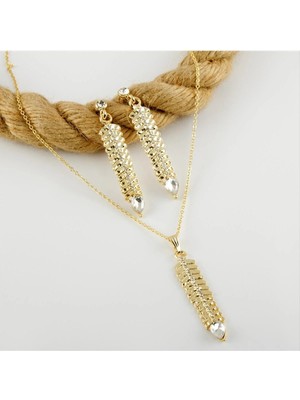 SiHako Çubuk Figürlü Taşlı Set Kolye