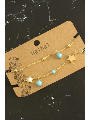 SiHako Yıldız Zincirli Lüks Çelik Halhal