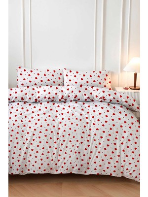 Rubby Avm Kırmızı Kalpli Çift Kişilik Nevresim Takımı Pamuklu 180X200 cm