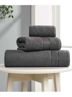 Rubby Avm 3 Lü Banyo Havlusu Seti Pamuklu Ritim Antrasit