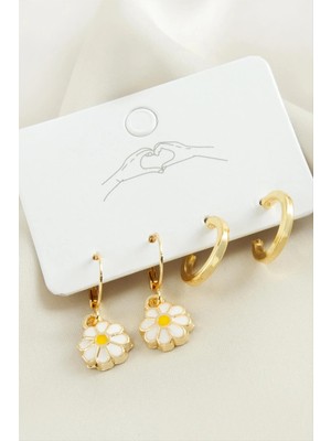 SiHako 4 Adet Papatya Mineli Halka Küpe