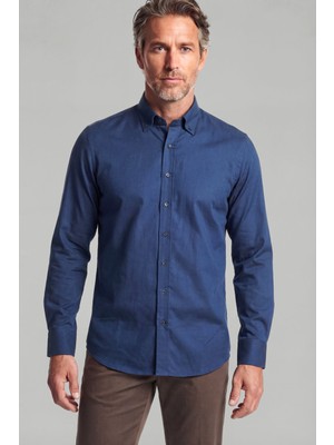 Bisse Casuel Regular Fit Spor Pamuk Lacivert Erkek Gömlek GMGBR2023001_D39
