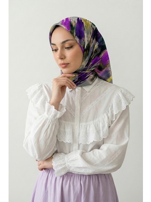 inStyle Fırça Desenli Mor Pamuk Eşarp