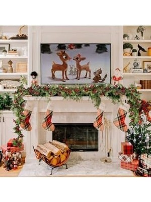 Skygo 1 Adet Kokina Red Yılbaşı Çelenk, Ev Şömine Parti Kış Yılbaşı Süsü, Yeşil