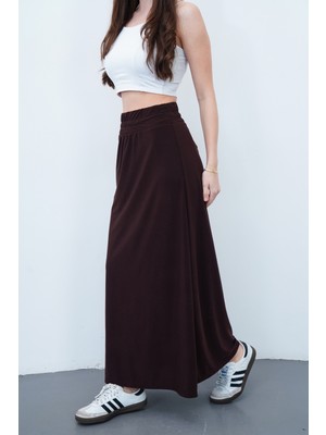 Sanem Tekstil Maxi Etek Sandy-Kahverengi