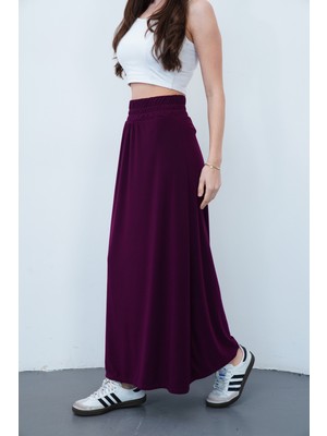 Sanem Tekstil Maxi Etek Sandy-Vişne