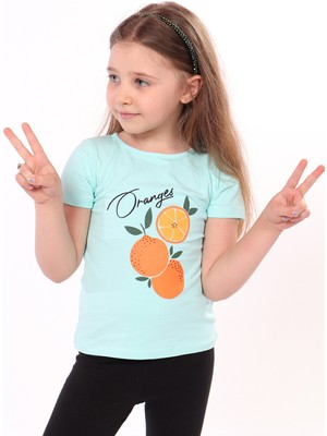 Toontoy Kız Bebek Baskılı Bisiklet Yaka Kısa Kollu Tişört