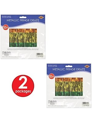 Skygo 1 Kat Metalik Püsküllü Perde, 2 Parça, 38 cm x 10 ', Çok Renkli