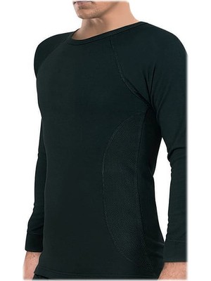 Tutku Erkek Termal Fanila (Üst) Pamuksu Dokulu Siyah 2XL Yaka Tipi ile Konforlu Kullanım