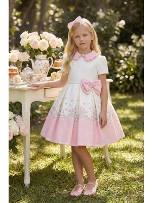 Pamina Kız Çocuk Abiye Elbise 3-7 Yaş Pudra