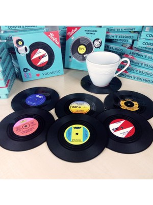 Skygo Çıtırtılı Sesler Plak Görünümlü Mıknatıslı Bardak Altlığı ve Buzdolabı Magneti