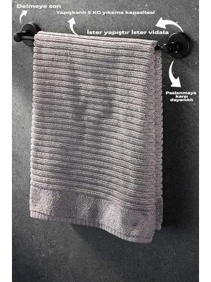 Skygo Ister Vidalı Ister Yapışkanlı Paslanmaz Uzun Havluluk Mat Siyah S-101