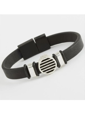 SiHako Çizgili Mıknatıslı Kaliteli Suni Deri Bileklik