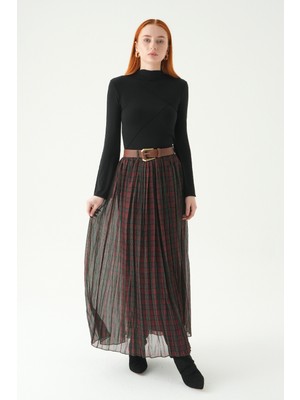 Rays Mürdüm Piliseli Kemerli Etek 8453A