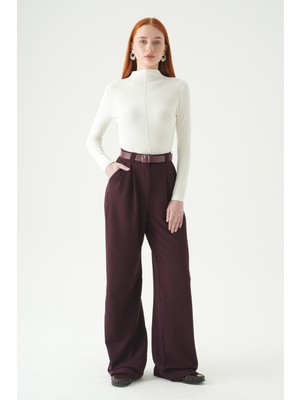 Rays 5009 Çift Pile Detay Kemerli Pantolon Bordo