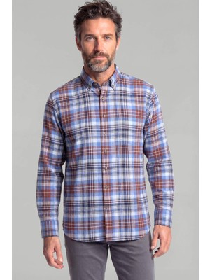 Bisse Regular Fit Paşa Yaka Pamuk Kahve Erkek Gömlek GMEKS4KPS242074_E11