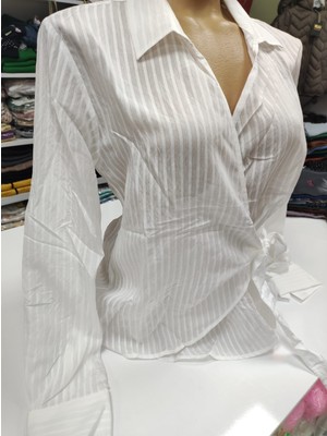 Sofun Yandan Bağlama Detaylı Gömlek Belden Kuşaklı