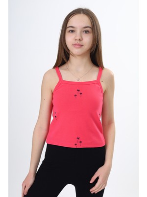 Toontoy Kız Çocuk Baskılı Kare Yaka Basic Atlet