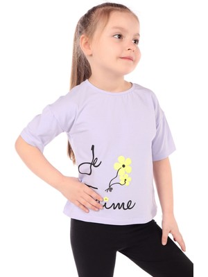 Toontoy Kız Bebek Baskılı Bisiklet Yaka Kısa Kollu Tişört