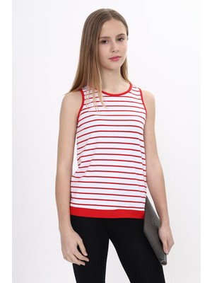 Toontoy Kız Çocuk Çizgili Bisiklet Yaka Basic Atlet