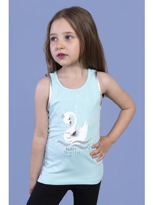 Toontoy Kız Çocuk Baskılı Yuvarlak Yaka Tişört