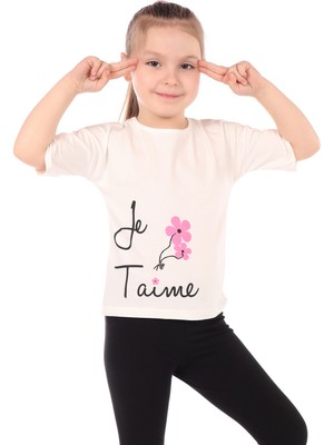 Toontoy Kız Bebek Baskılı Bisiklet Yaka Kısa Kollu Tişört