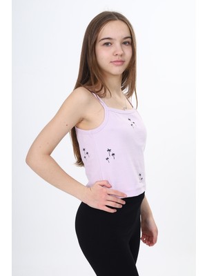 Toontoy Kız Çocuk Baskılı Kare Yaka Basic Atlet