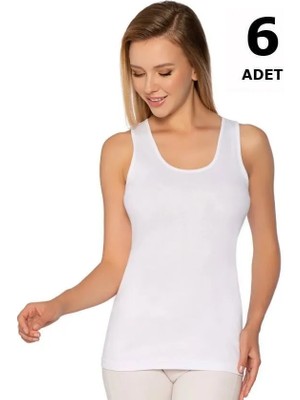 Tutku Kadın Beyaz Kalın Askılı Atlet Esnek Kumaş ve Nefes Alabilir Özelliklerle Standart Beden