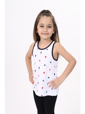 Toontoy Kız Çocuk Baskılı Bisiklet Yaka Basic Atlet
