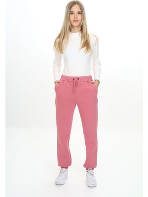 Toontoy Kız Çocuk Nakış Baskılı Beli Paçası Ribanalı Cepli Basic Jogger Eşofman Altı 3 Iplik Şardonlu